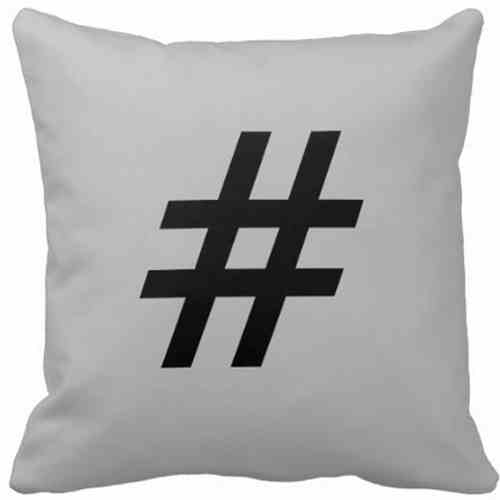 Pillow with a pound hashtag symbol